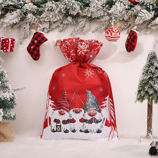 Personalised Red Snowflake Christmas Tree Santa Drawstring Sack